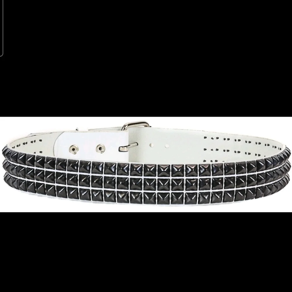 Three Row Black Pyramid Stud Belt